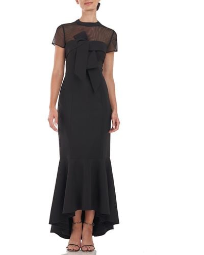 JS Collections Kylie Illusion Yoke Bow High-low Gown - Black