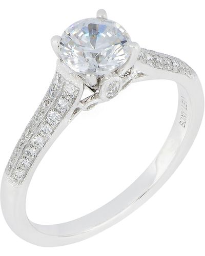 Bony Levy Tapered Cathedral Round Engagement Ring Setting - Metallic
