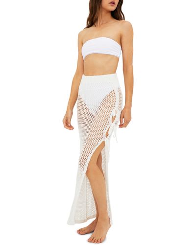 Beach Riot Deborah Sheer Open Stitch Cover-up Skirt - White