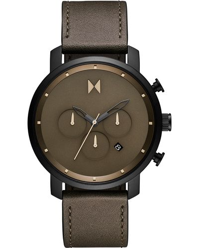 MVMT Chronograph Leather Strap Watch - Gray