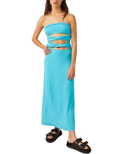 Free People Free-est Embrace Strapless Convertible Maxi Dress - Blue