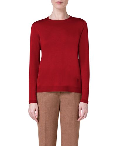Akris Fine Gauge Cashmere & Silk Sweater - Red
