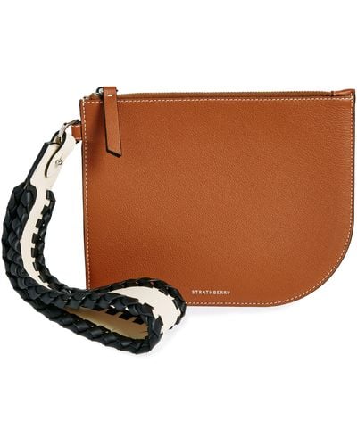 Strathberry X Collagerie Leather Wristlet Pouch - Brown