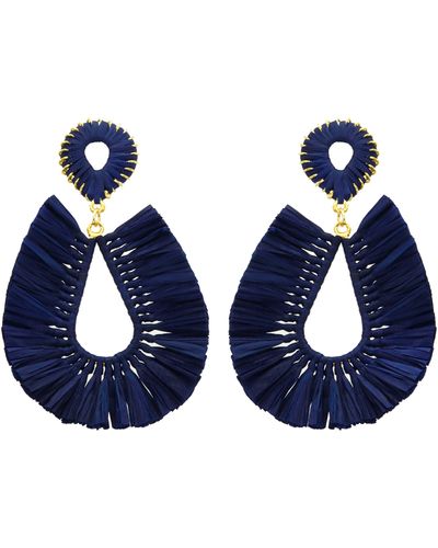 Panacea Raffia Teardrop Earrings - Blue