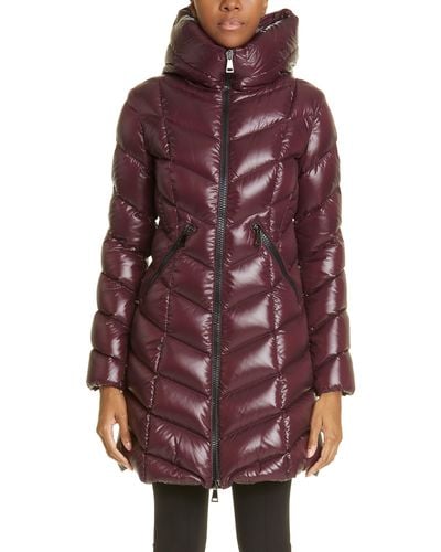 Moncler Marus Quilted Down Hooded Puffer Coat - Purple