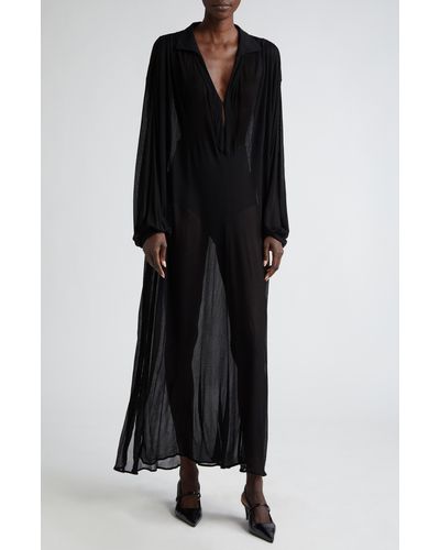 BITE STUDIOS Sheer Long Sleeve Tunic Maxi Dress - Black