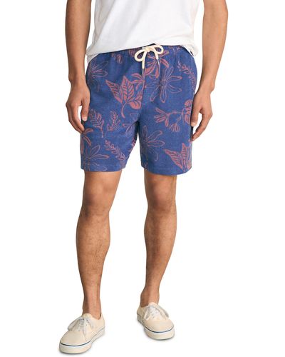 Faherty Cabana Leaf Jacquard Terry Cloth Sweat Shorts - Blue