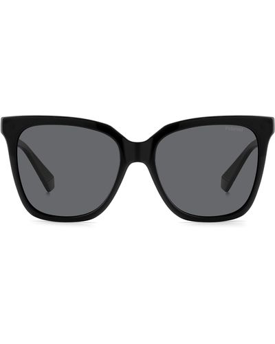 Polaroid 55mm Polarized Square Sunglasses - Black