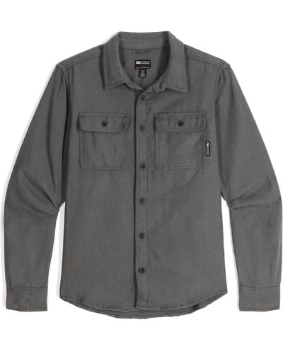 Outdoor Research Feedback Plaid Flannel Overshirt - Gray