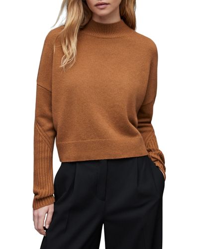 AllSaints Orion Mock Neck Cashmere & Wool Sweater - Black