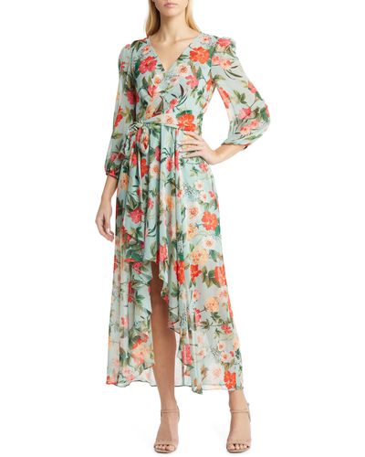 Eliza J Floral Long Sleeve High-low Dress - Multicolor