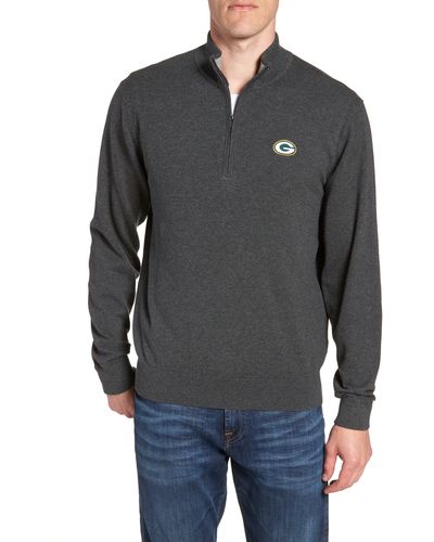 Cutter & Buck Green Bay Packers - Lakemont Regular Fit Quarter Zip Sweater - Gray
