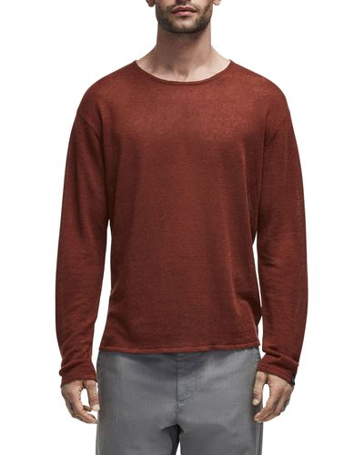 Rag & Bone Kerwin Long Sleeve Linen T-shirt - Red