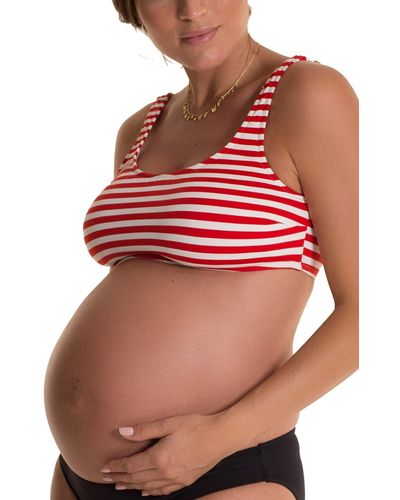 Pez D'or Alba Stripe Maternity Bikini Top - Red