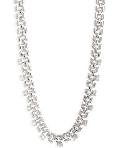 Nordstrom Chunky Geometric Cubic Zirconia Chain Necklace - White