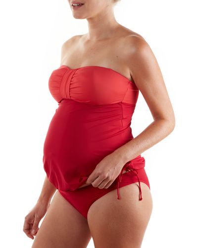 Cache Coeur Eden Two-piece Colorblock Maternity Tankini Swimsuit - Red