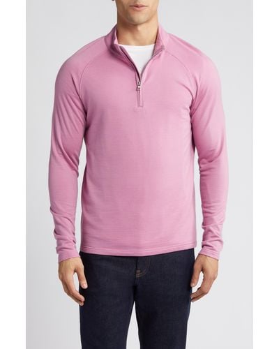Peter Millar Crown Crafted Excursionist Flex Merino Wool Blend Quarter Zip Pullover - Pink