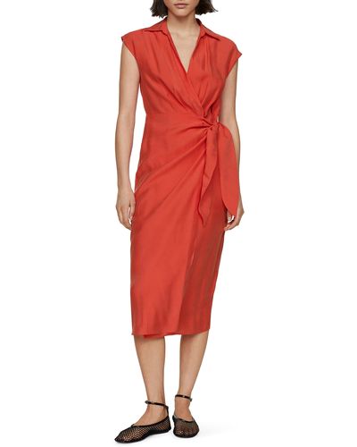 Mango Colla Midi Wrap Dress At Nordstrom - Red
