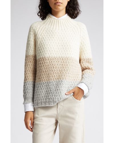 Eleventy Stripe Alpaca Blend Sweater - Natural