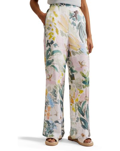 Ted Baker Sarca Floral Wide Leg Pants - White