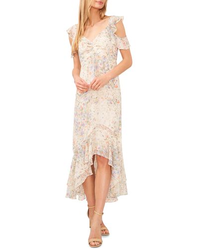 Cece Floral Ruffle Chiffon High-low Dress - Multicolor