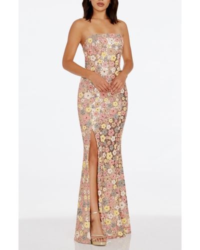 Dress the Population Janelle Floral Sequin Gown - Multicolor