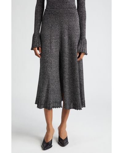 Proenza Schouler Lidia Metallic Midi Sweater Skirt - Gray