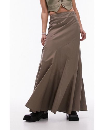 TOPSHOP Tiered Maxi Skirt - Brown