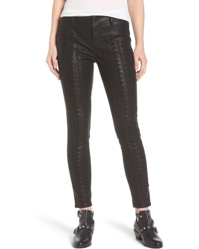 Blank NYC Whipstitch Ankle Skinny Faux Leather Pants - Black