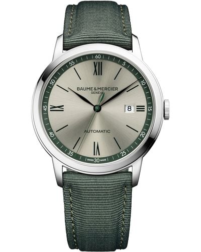 Baume & Mercier Classima 10696 Automatic Canvas Strap Watch - Gray