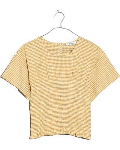 Madewell Smocked Crinkle Cotton Top - Natural