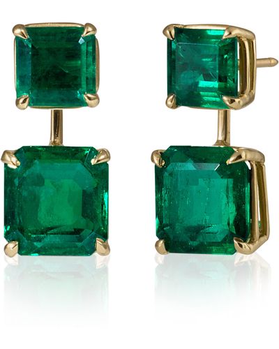 Mindi Mond Colombian Emerald Drop Earrings - Green
