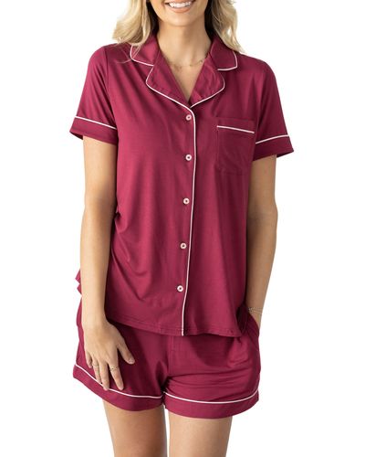 Kindred Bravely Clea Classic Short Sleeve Maternity/nursing/postpartum Pajamas - Red