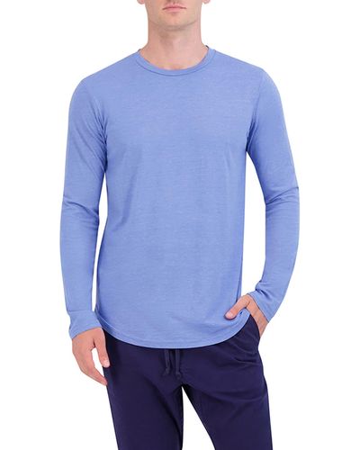 Goodlife Tri-blend Long Sleeve Scallop Crew T-shirt - Blue