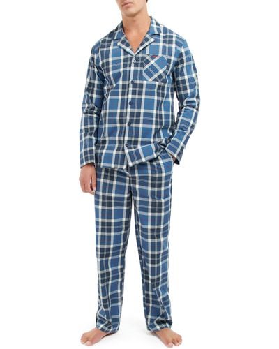 Barbour Carlisle Plaid Woven Cotton Pajamas - Blue