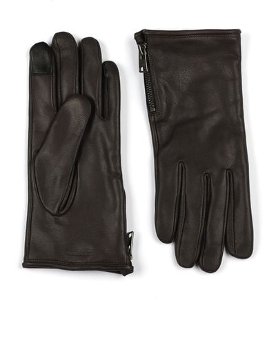 AllSaints Zip Leather Gloves - Black