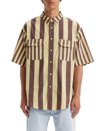 Levi's Skateboarding Oversize Stripe Short Sleeve Button-down Shirt - Multicolor