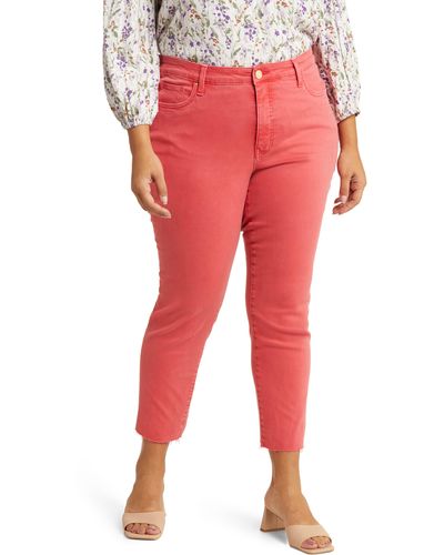Kut From The Kloth Reese High Waist Raw Hem Straight Leg Ankle Jeans - Red