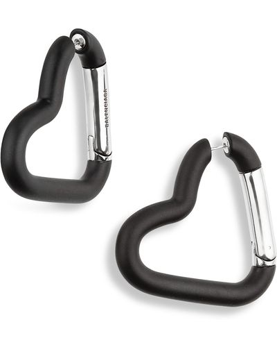 Balenciaga Love Carabiner Heart Hoop Earrings - White