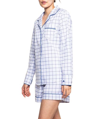 Petite Plume Nantucket Tattersall Short Pajamas - Blue
