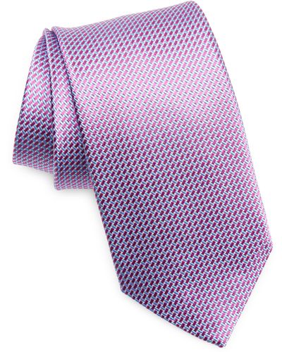 David Donahue Neat Silk Tie - Purple