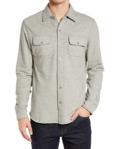 The Normal Brand Textured Knit Long Sleeve Button-up Shirt - Gray