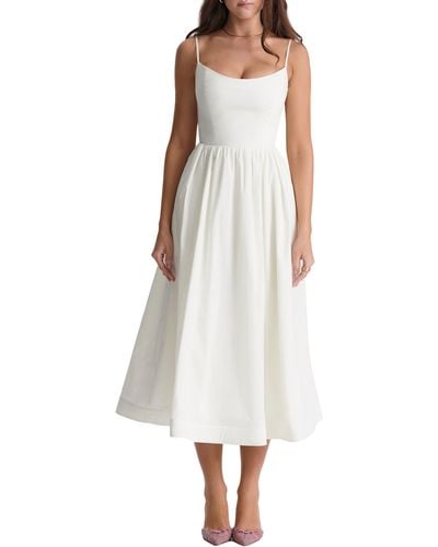 House Of Cb Lolita Corset Cotton Blend Fit & Flare Dress - White