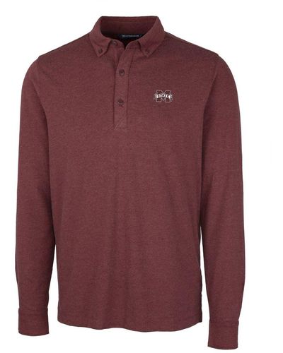 Cutter & Buck Mississippi State Bulldogs Advantage Long Sleeve Polo At Nordstrom - Red