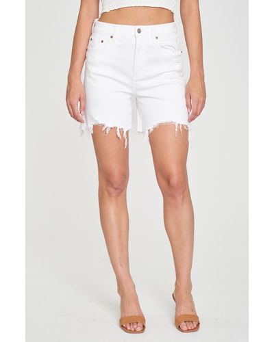 DAZE Sun High Waist Denim Cutoff Shorts - White