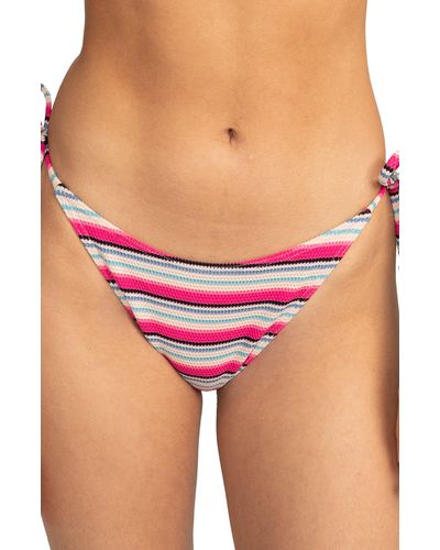 Roxy Paraiso Stripe Side Tie Bikini Bottoms - Red
