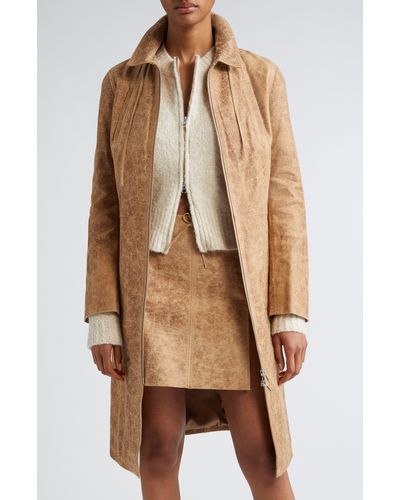 Paloma Wool Ginevra Lambskin Leather Coat - Brown