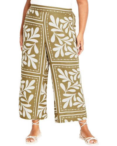 City Chic Modern Muse Ankle Wide Leg Pants - Natural