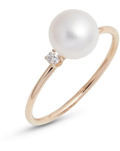 POPPY FINCH Cultured Pearl & Diamond Ring - White