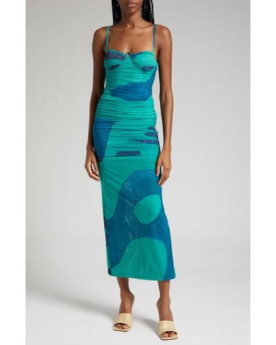 Sir. The Label Frankie Underwire Gathered Mesh Body-con Dress - Blue